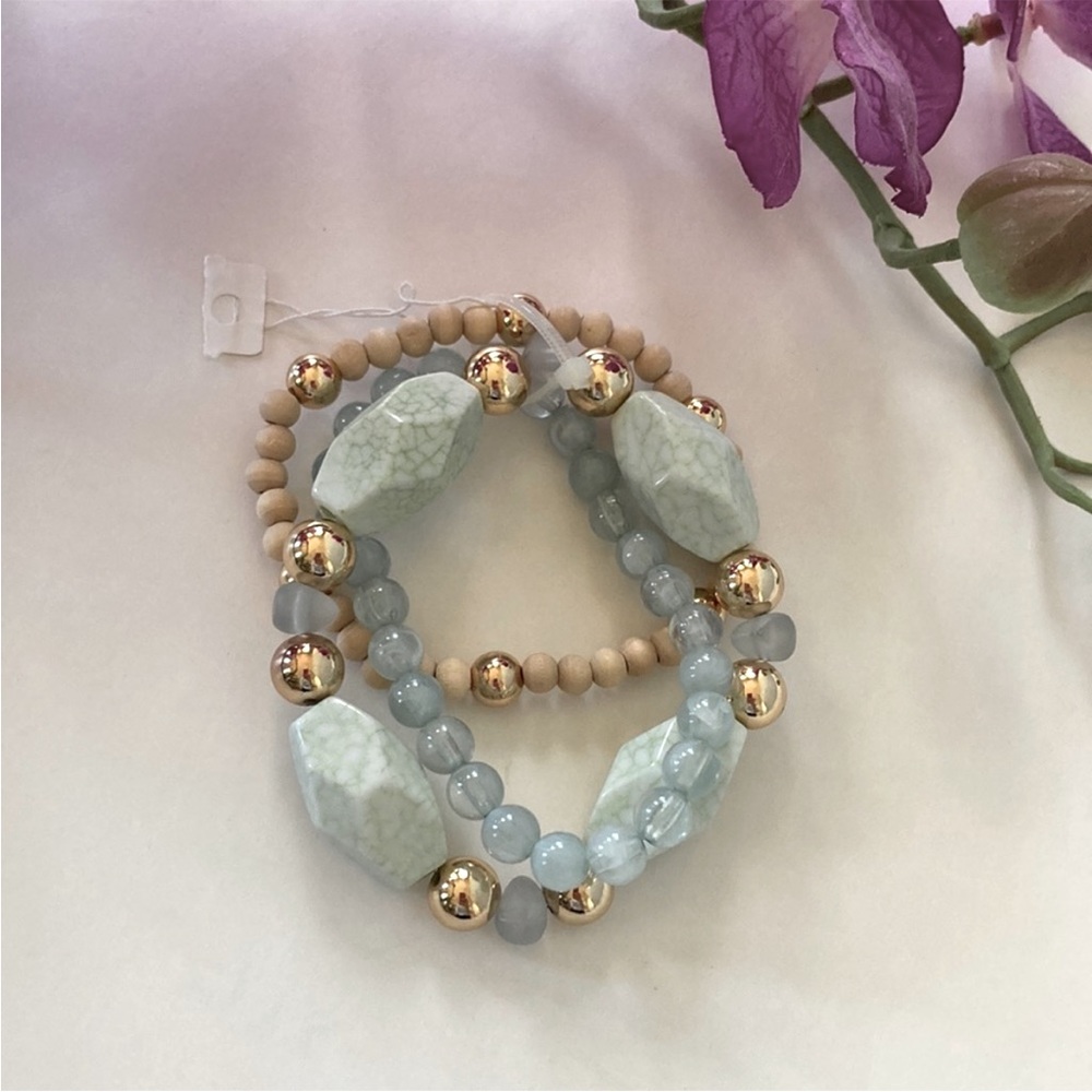 New York & Company Set of 3 Stretch Beaded Bracelets